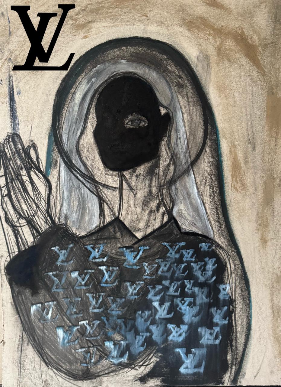 LV painting — figure with monogram